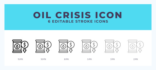 Oil crisis icon vector for web. And mobile app. Editable stroke outline icon.