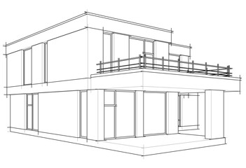 Architectural drawing vector 3d illustration