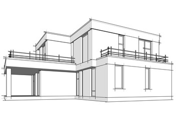 Architectural drawing vector 3d illustration