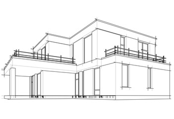 Architectural drawing vector 3d illustration