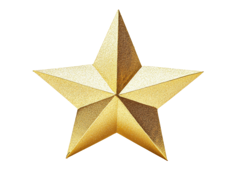 Shiny golden star ornament commonly used in Christmas decorations. Isolated on a transparent background, ideal for festive projects. - Powered by Adobe