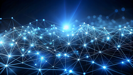 Fototapeta premium Abstract futuristic network with digital connections on a dark backdrop , technology, futuristic, network