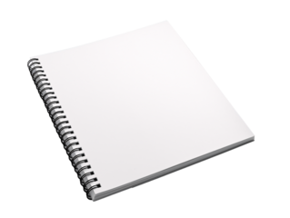 a spiral bound notebook with a white cover