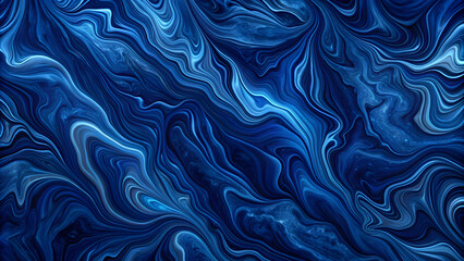 Obraz premium Smooth midnight blue marbled surface background with copy text space for Generative AI, marble, texture, elegant