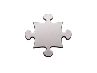 a grey puzzle piece on a white background