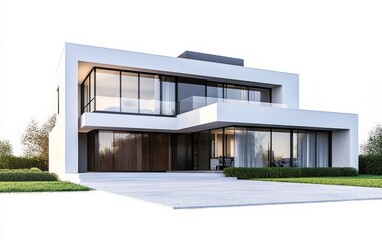 modern house isolated stock photo on white background 