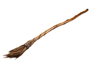 a brown broom with a white background