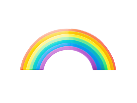 a rainbow shaped object with a white background