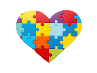a heart shaped puzzle with many pieces of puzzle