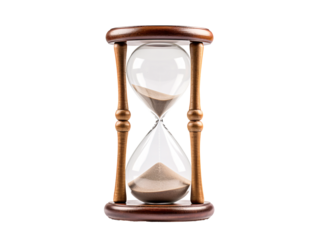 a sand clock with wooden legs