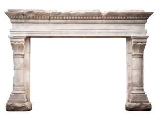 a stone archway with columns