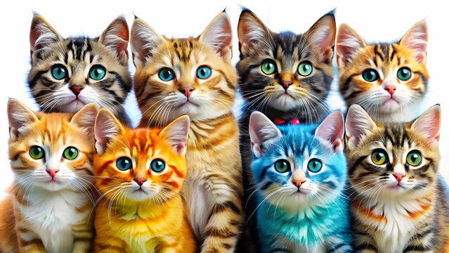 Collection of colorful and adorable cat images for various design purposes, Cute, cat, animal, patterns, breeds, s