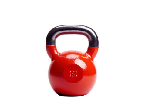 a red and black kettlebell