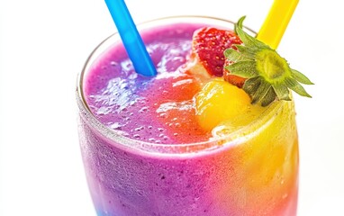 rainbow smoothie isolated stock photo on white background 