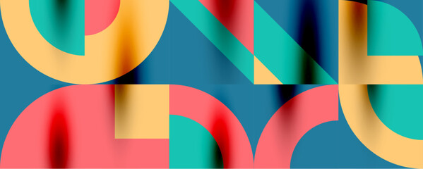 Obraz premium Neo memphis geometric pattern with circles, squares. Pop art abstract background for covers, banners, flyers and posters and other templates