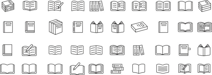 Set of Books outline icon bundle design 