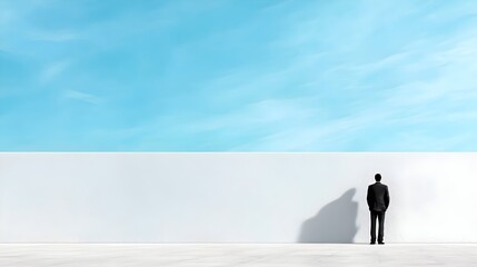 Solitary Figure in Vast Space - Symbolizing Emotional Disconnection and Loneliness with Shadowy Silhouettes of Isolation and Distant Relationships