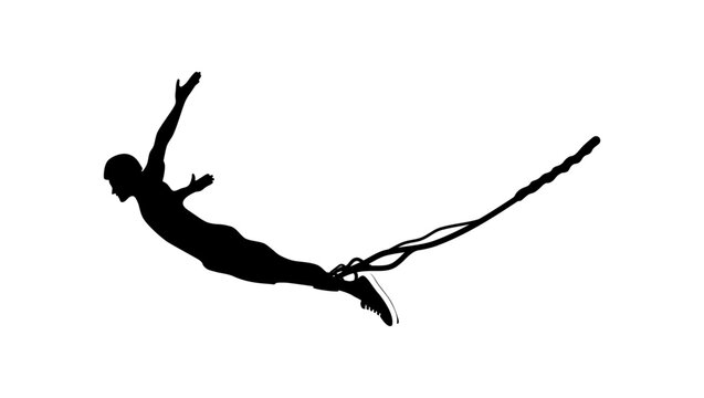 Bungee jumping, Black Isolated Silhouette