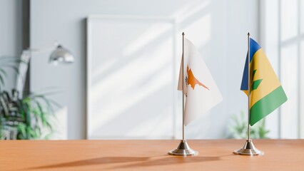 FLAGS OF CYPRUS AND SAINT VINCENT ON TABLE