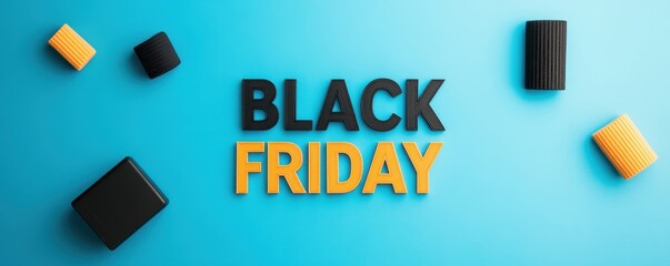 Black Friday sale, colorful letters on a blue background, promotional concept