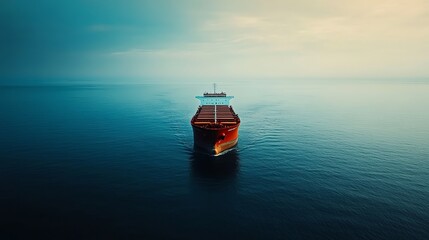 Naklejka premium An aerial view of a container ship sailing on the ocean.