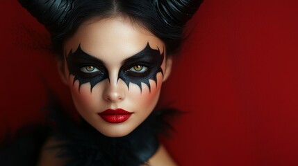 Dark Fantasy Demon Cosplay with Horns and Gothic Aesthetic in Red and Black