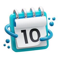 calendar day 10 3d icon illustration