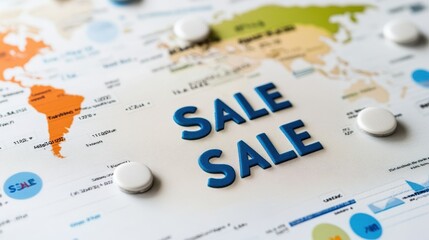 Sale promotion displayed on a map background with colorful regions.