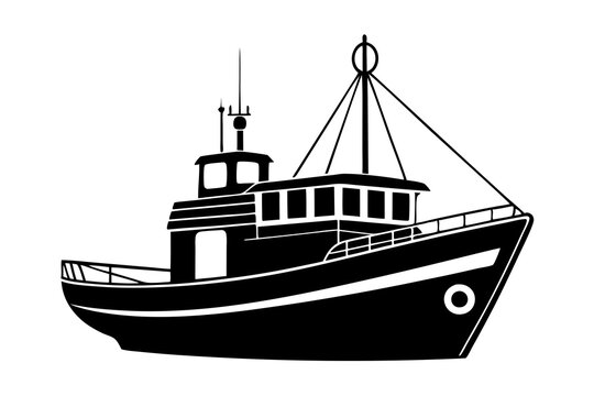 recommend clip art: Fishing boat silhouette vector illustration.