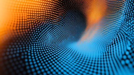 Obraz premium Abstract blue and orange digital tunnel, futuristic concept.