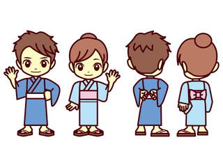 浴衣、正面、後ろ1