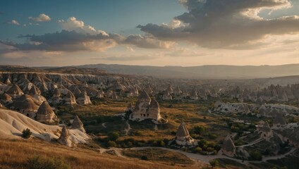 Cappadocia’s sunrise charm with colorful balloons painting a picturesque scene over the landscape