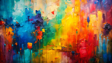 Fototapeta premium Abstract rough colorful multicolored art painting with vibrant texture, abstract, rough, colorful, multicolored, art
