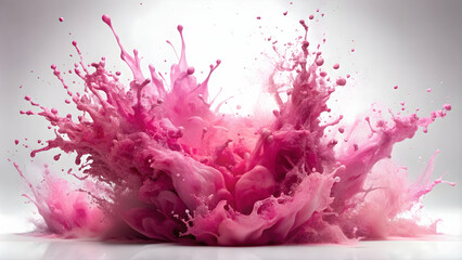 Pink paint exploding on a white background, pink, paint, exploding, vibrant, colorful, abstract, art, artistic, splatter