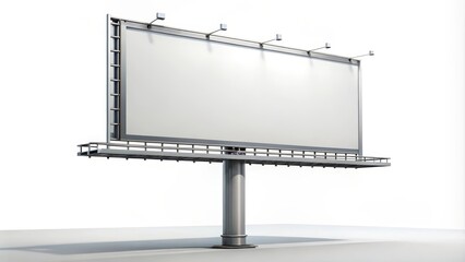 Obraz premium Billboard is displaying a white ad space with spotlights on the top
