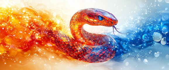 Obraz premium Snake with rich colors. Abstraction. Symbol of the year 2025