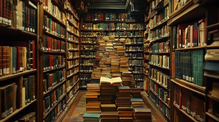 Fototapeta premium A library where goal setting is a book that rewrites itself with every new aspiration, the pages constantly shifting