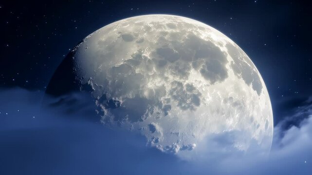 Huge detailed moon with cinematic detailed close up dramatic dark night