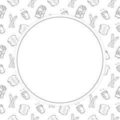 food circle frame in doodle style