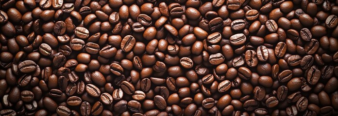 Fototapeta premium A close up of coffee beans with the idea of a coffee bean farm