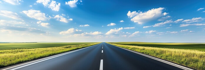 A long road with a clear blue sky above it