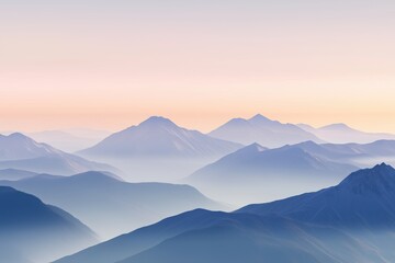 The mountains are covered in a thick layer of fog, creating a serene