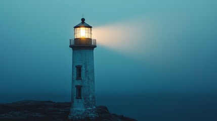 A lighthouse where a personal mission statement is the beam of light, guiding ships through stormy seas towards safe harbor