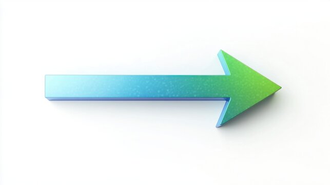A gradient arrow in green to blue, pointing forward, isolated on white