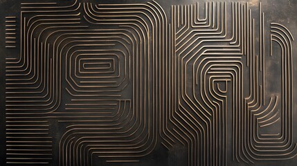Circuit-like designs carved into a muted surface with modern lines