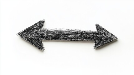 Fototapeta premium A hand-drawn dashed arrow showing a path, isolated on a white background