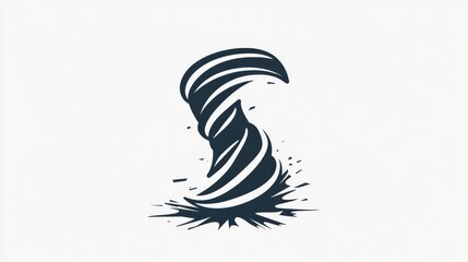 Naklejka premium An icon showing the outline of a tornado, set against a clear background.