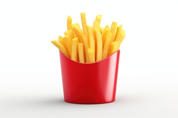 Crispy golden fries in container