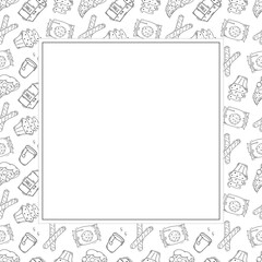 food frame in doodle style frame background