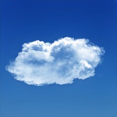 White cumulus cloud shape over blue sky background, single cloud illustration